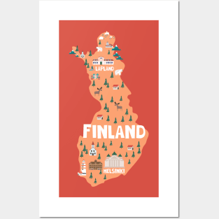 Finland illustraated map Posters and Art